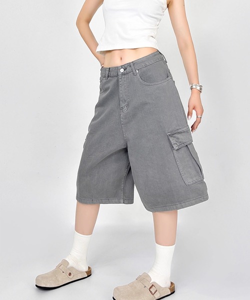 LYEON(リヨン)の「ヴィンテージバミューダカーゴパンツ(カーゴパンツ・レディース・グレー/ピンク・FREE)」の1枚目の写真