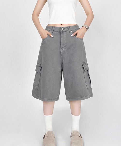 LYEON(リヨン)の「ヴィンテージバミューダカーゴパンツ(カーゴパンツ・レディース・グレー/ピンク・FREE)」の5枚目の写真