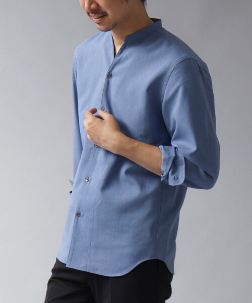 NOLLEY’S（ノーリーズ）の「【ACTIVE SECT】《限定展開 / 速乾 / ドライタッチ》スキッパーバンドカラーシャツ（シャツ/ブラウス・メンズ・ブラック/グレイッシュベージュ/ダークネイビー/ブルー・L/M/S）」の3枚目の写真