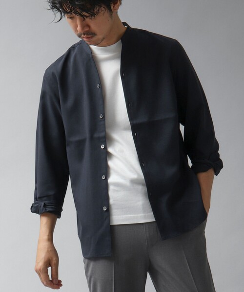 NOLLEY’S（ノーリーズ）の「【ACTIVE SECT】《限定展開 / 速乾 / ドライタッチ》スキッパーバンドカラーシャツ（シャツ/ブラウス・メンズ・ブラック/グレイッシュベージュ/ダークネイビー/ブルー・L/M/S）」の4枚目の写真