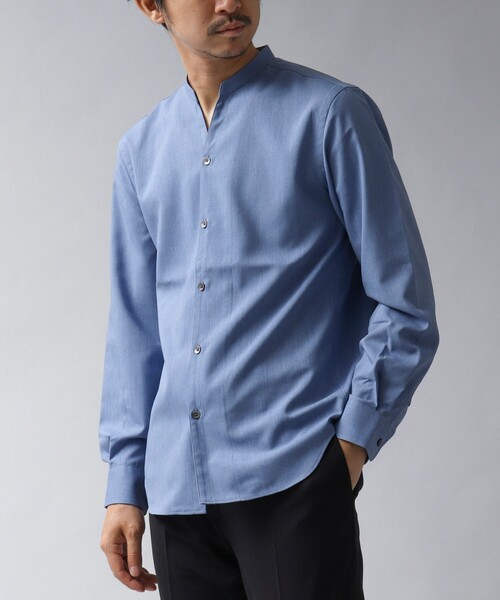 NOLLEY’S（ノーリーズ）の「【ACTIVE SECT】《限定展開 / 速乾 / ドライタッチ》スキッパーバンドカラーシャツ（シャツ/ブラウス・メンズ・ブラック/グレイッシュベージュ/ダークネイビー/ブルー・L/M/S）」の6枚目の写真