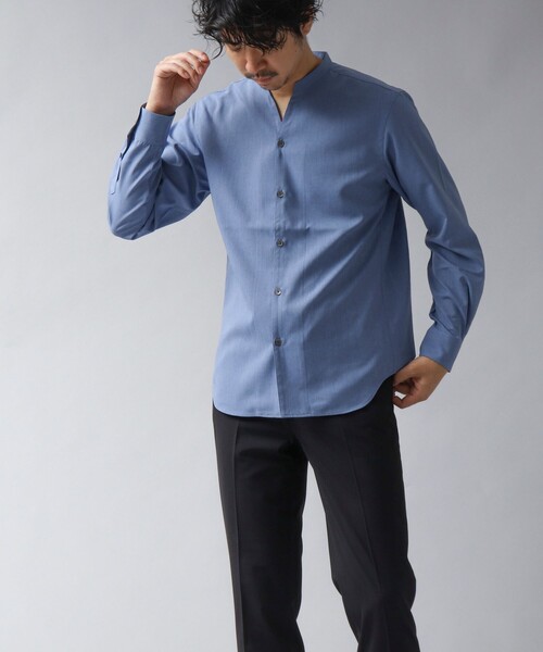 NOLLEY’S（ノーリーズ）の「【ACTIVE SECT】《限定展開 / 速乾 / ドライタッチ》スキッパーバンドカラーシャツ（シャツ/ブラウス・メンズ・ブラック/グレイッシュベージュ/ダークネイビー/ブルー・L/M/S）」の9枚目の写真