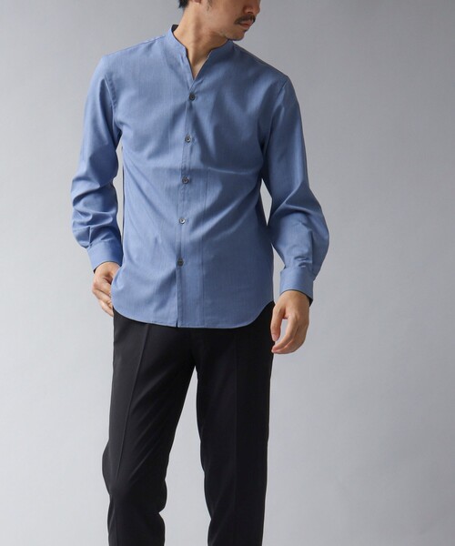 NOLLEY’S（ノーリーズ）の「【ACTIVE SECT】《限定展開 / 速乾 / ドライタッチ》スキッパーバンドカラーシャツ（シャツ/ブラウス・メンズ・ブラック/グレイッシュベージュ/ダークネイビー/ブルー・L/M/S）」の10枚目の写真