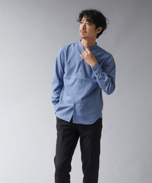 NOLLEY’S（ノーリーズ）の「【ACTIVE SECT】《限定展開 / 速乾 / ドライタッチ》スキッパーバンドカラーシャツ（シャツ/ブラウス・メンズ・ブラック/グレイッシュベージュ/ダークネイビー/ブルー・L/M/S）」の11枚目の写真