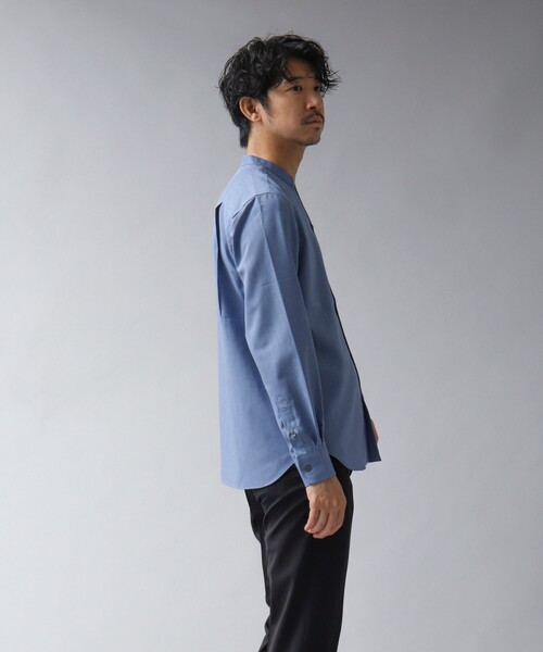 NOLLEY’S（ノーリーズ）の「【ACTIVE SECT】《限定展開 / 速乾 / ドライタッチ》スキッパーバンドカラーシャツ（シャツ/ブラウス・メンズ・ブラック/グレイッシュベージュ/ダークネイビー/ブルー・L/M/S）」の12枚目の写真