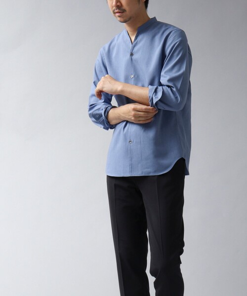 NOLLEY’S（ノーリーズ）の「【ACTIVE SECT】《限定展開 / 速乾 / ドライタッチ》スキッパーバンドカラーシャツ（シャツ/ブラウス・メンズ・ブラック/グレイッシュベージュ/ダークネイビー/ブルー・L/M/S）」の15枚目の写真