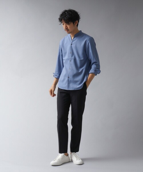 NOLLEY’S（ノーリーズ）の「【ACTIVE SECT】《限定展開 / 速乾 / ドライタッチ》スキッパーバンドカラーシャツ（シャツ/ブラウス・メンズ・ブラック/グレイッシュベージュ/ダークネイビー/ブルー・L/M/S）」の16枚目の写真