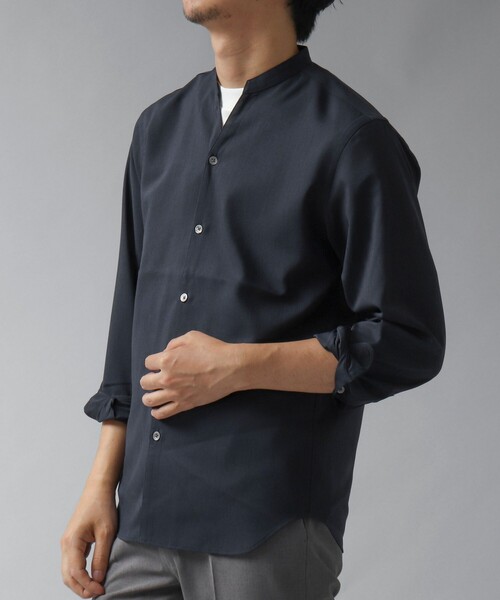 NOLLEY’S（ノーリーズ）の「【ACTIVE SECT】《限定展開 / 速乾 / ドライタッチ》スキッパーバンドカラーシャツ（シャツ/ブラウス・メンズ・ブラック/グレイッシュベージュ/ダークネイビー/ブルー・L/M/S）」の18枚目の写真