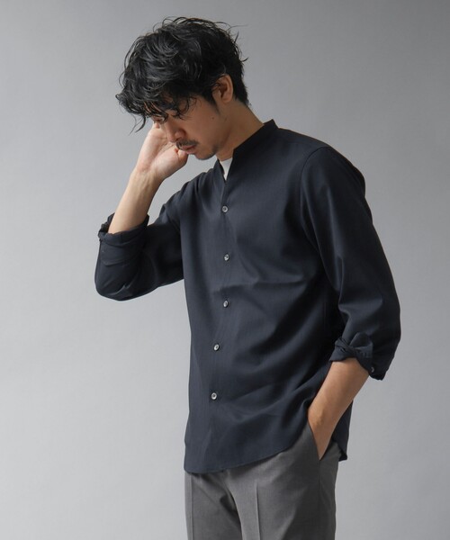 NOLLEY’S（ノーリーズ）の「【ACTIVE SECT】《限定展開 / 速乾 / ドライタッチ》スキッパーバンドカラーシャツ（シャツ/ブラウス・メンズ・ブラック/グレイッシュベージュ/ダークネイビー/ブルー・L/M/S）」の19枚目の写真