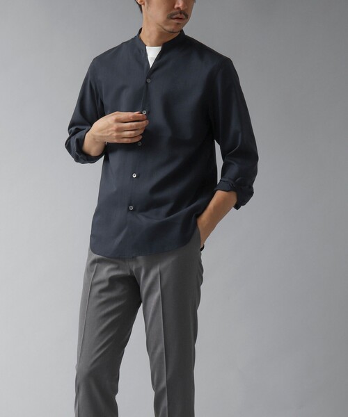 NOLLEY’S（ノーリーズ）の「【ACTIVE SECT】《限定展開 / 速乾 / ドライタッチ》スキッパーバンドカラーシャツ（シャツ/ブラウス・メンズ・ブラック/グレイッシュベージュ/ダークネイビー/ブルー・L/M/S）」の20枚目の写真