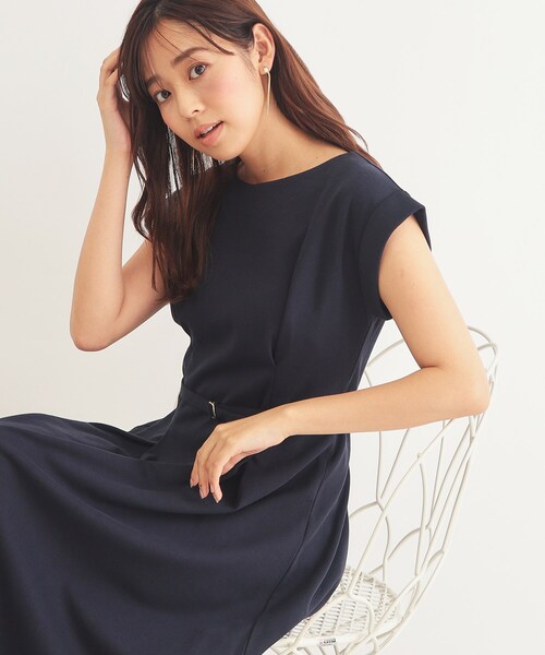 index（インデックス）の「◆《5color/S-LLsize》UV ウエストタックフレアワンピース【接触冷感/洗濯機洗い可】（ワンピース・レディース・ブラック/ブラウン系その他/ライトブルー/ベージュ系その他7/ネイビー系5・36/38/40/42）」の5枚目の写真