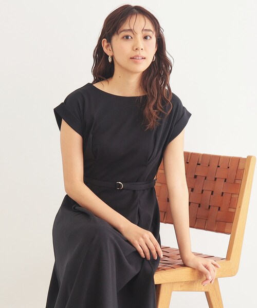 index（インデックス）の「◆《5color/S-LLsize》UV ウエストタックフレアワンピース【接触冷感/洗濯機洗い可】（ワンピース・レディース・ブラック/ブラウン系その他/ライトブルー/ベージュ系その他7/ネイビー系5・36/38/40/42）」の2枚目の写真