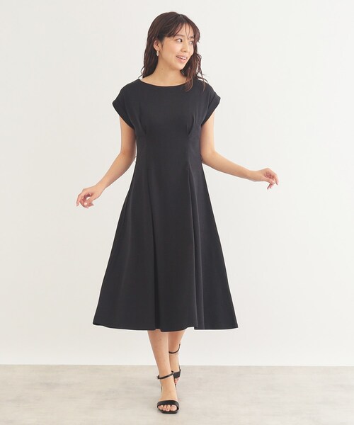 index（インデックス）の「◆《5color/S-LLsize》UV ウエストタックフレアワンピース【接触冷感/洗濯機洗い可】（ワンピース・レディース・ブラック/ブラウン系その他/ライトブルー/ベージュ系その他7/ネイビー系5・36/38/40/42）」の6枚目の写真