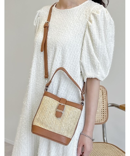 Re:EDIT（リエディ）の「2WAYフェイクレザーベルトかごショルダーバッグ（ショルダーバッグ・レディース・ブラウン/ブラック・FREE）」の7枚目の写真