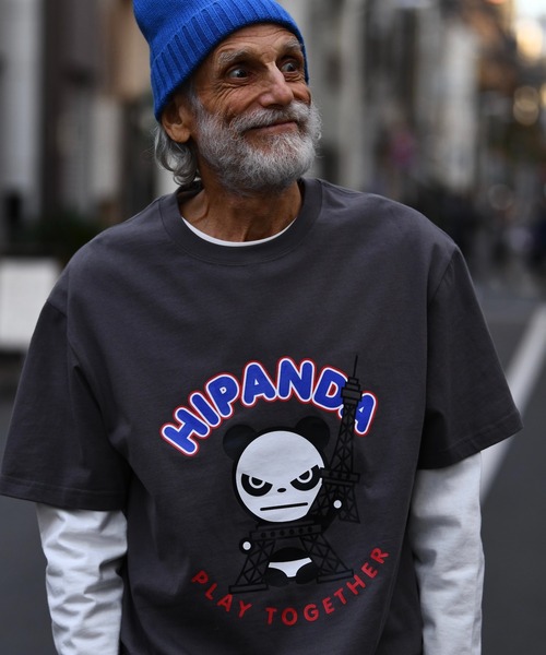 HIPANDA(ハイパンダ)の「(HIPANDA ハイパンダ) 男女兼用 HIIPANDA エッフェル塔 ロゴ Tシャツ(Tシャツ/カットソー・メンズ・グレー・SMALL/MEDIUM/LARGE/X-LARGE/XX-LARGE)」の5枚目の写真