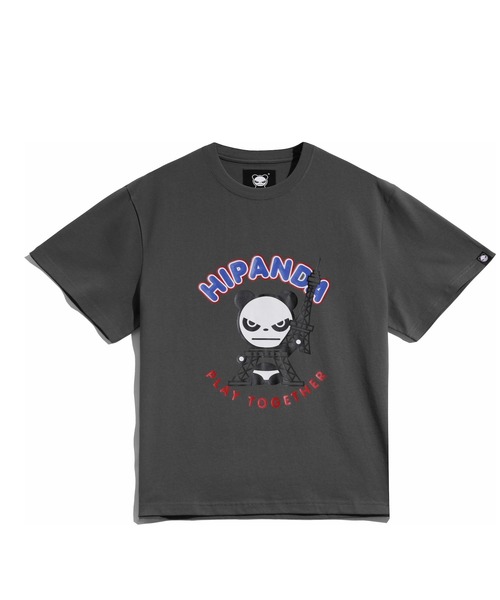 HIPANDA(ハイパンダ)の「(HIPANDA ハイパンダ) 男女兼用 HIIPANDA エッフェル塔 ロゴ Tシャツ(Tシャツ/カットソー・メンズ・グレー・SMALL/MEDIUM/LARGE/X-LARGE/XX-LARGE)」の4枚目の写真