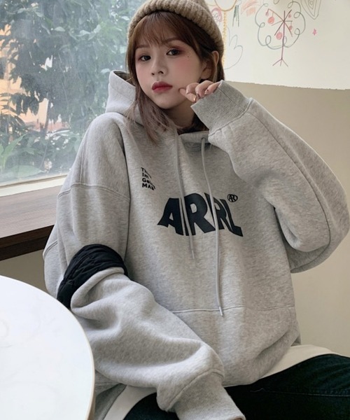 AsRiRe（アスリレイ）の「裏起毛ビッグシルエットパーカー（パーカー・レディース・グレー/ホワイト・M）」の16枚目の写真