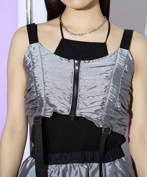 Ezick ANNONIM（エジックアノニム）の「Many belt シャーリングジップビスチェ（ベスト・レディース・シルバー/ブラック・FREE）」の13枚目の写真