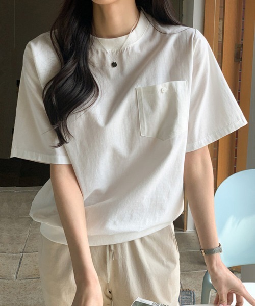 Doux Belle(ドゥーベル)の「リブ裾コットン&麻混Tシャツ(Tシャツ/カットソー・レディース・ブルー/ベージュ/ホワイト・MEDIUM/X-LARGE/LARGE)」の22枚目の写真