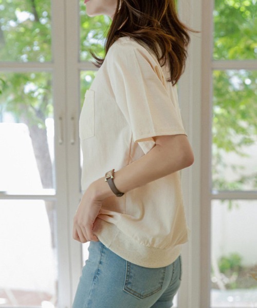 Doux Belle(ドゥーベル)の「リブ裾コットン&麻混Tシャツ(Tシャツ/カットソー・レディース・ブルー/ベージュ/ホワイト・MEDIUM/X-LARGE/LARGE)」の21枚目の写真
