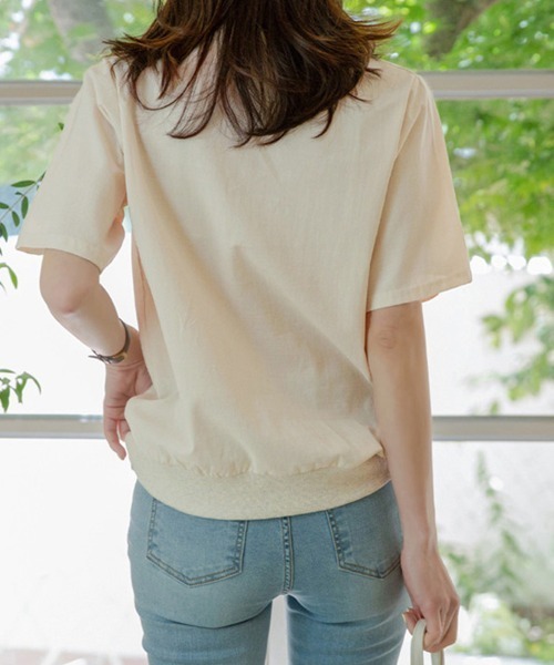 Doux Belle(ドゥーベル)の「リブ裾コットン&麻混Tシャツ(Tシャツ/カットソー・レディース・ブルー/ベージュ/ホワイト・MEDIUM/X-LARGE/LARGE)」の10枚目の写真