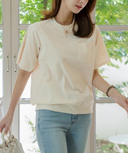 Doux Belle(ドゥーベル)の「リブ裾コットン&麻混Tシャツ(Tシャツ/カットソー・レディース・ブルー/ベージュ/ホワイト・MEDIUM/X-LARGE/LARGE)」の14枚目の写真