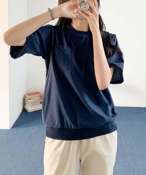 Doux Belle(ドゥーベル)の「リブ裾コットン&麻混Tシャツ(Tシャツ/カットソー・レディース・ブルー/ベージュ/ホワイト・MEDIUM/X-LARGE/LARGE)」の15枚目の写真