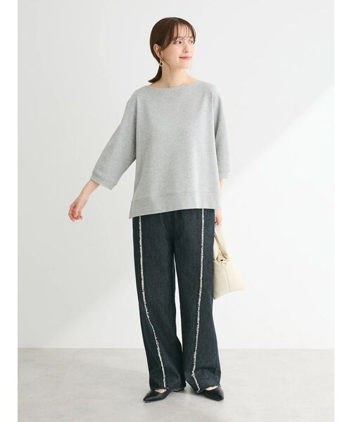 Green　Parks（グリーンパークス）の「・Double　Flags　デニムフリンジラインパンツ（デニムパンツ・レディース・ブラック/ライトインディゴブルー/ダークインディゴブルー・FREE）」の10枚目の写真