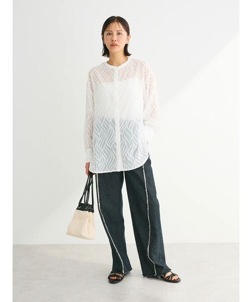 Green　Parks（グリーンパークス）の「・Double　Flags　デニムフリンジラインパンツ（デニムパンツ・レディース・ブラック/ライトインディゴブルー/ダークインディゴブルー・FREE）」の13枚目の写真