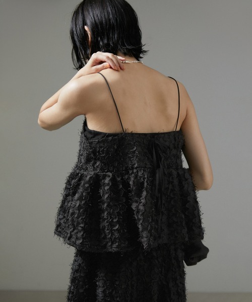 SALON adam et rope'(サロン アダム エ ロペ)の「【WEB限定】カットジャガード2WAYキャミソール/ビスチェ【セットアップ対応・洗える】(キャミソール・レディース・ブラック/ベージュ系その他・FREE)」の2枚目の写真