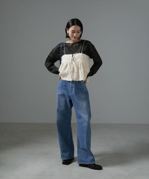 SALON adam et rope'(サロン アダム エ ロペ)の「【WEB限定】カットジャガード2WAYキャミソール/ビスチェ【セットアップ対応・洗える】(キャミソール・レディース・ブラック/ベージュ系その他・FREE)」の16枚目の写真
