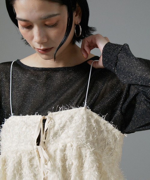 SALON adam et rope'(サロン アダム エ ロペ)の「【WEB限定】カットジャガード2WAYキャミソール/ビスチェ【セットアップ対応・洗える】(キャミソール・レディース・ブラック/ベージュ系その他・FREE)」の14枚目の写真