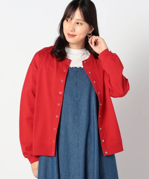 Grand PARK（グランドパーク）の「前後2WAY スナッププルオーバー（カーディガン/ボレロ・レディース・杢グレー/クリーム/レッド/ネイビー・FREE）」の4枚目の写真