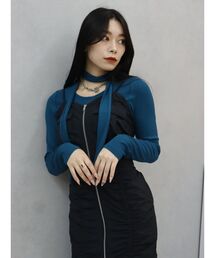 EVRIS | チョーカーリボン付リブトップス(Tシャツ/カットソー)