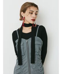 EVRIS | チョーカーリボン付リブトップス(Tシャツ/カットソー)