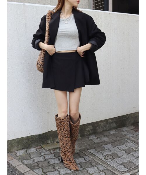 EVRIS（エヴリス）の「チョーカーリボン付リブトップス（Tシャツ/カットソー・レディース・グレー/ブルー/ブラック・FREE）」の4枚目の写真