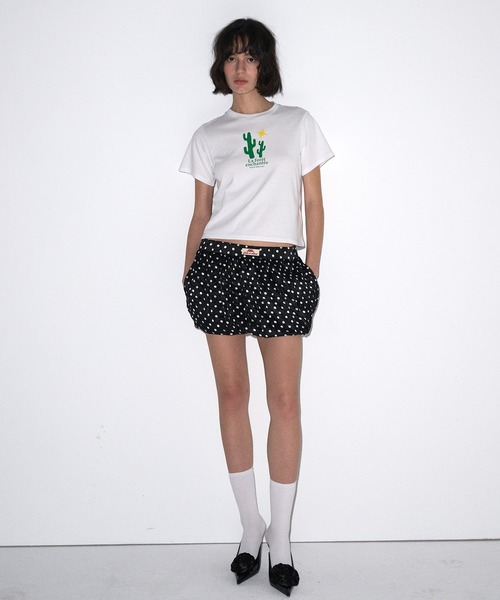 Mardi Mercredi(マルディメクルディ)の「SLIM TSHIRT ENCHANTEE : CACTI / スリム Tシャツ ENCHANTEE:カクティ(Tシャツ/カットソー・レディース・ホワイト・FREE)」の2枚目の写真