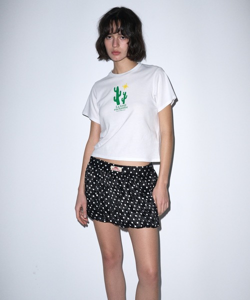 Mardi Mercredi(マルディメクルディ)の「SLIM TSHIRT ENCHANTEE : CACTI / スリム Tシャツ ENCHANTEE:カクティ(Tシャツ/カットソー・レディース・ホワイト・FREE)」の3枚目の写真