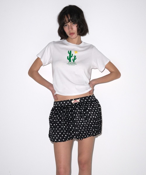 Mardi Mercredi(マルディメクルディ)の「SLIM TSHIRT ENCHANTEE : CACTI / スリム Tシャツ ENCHANTEE:カクティ(Tシャツ/カットソー・レディース・ホワイト・FREE)」の4枚目の写真
