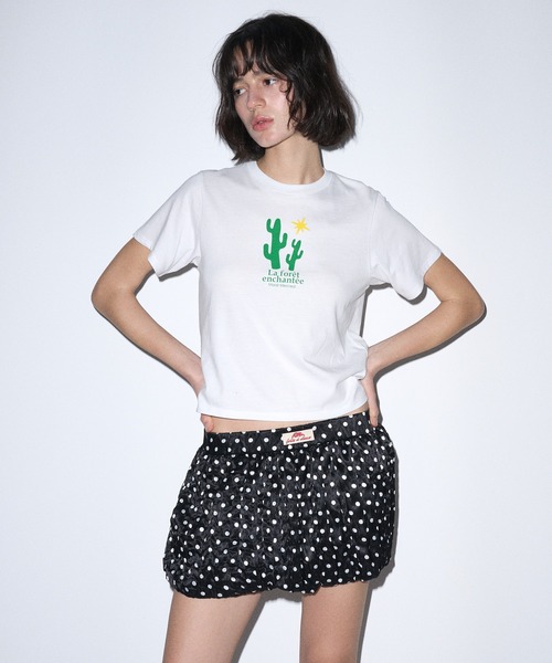 Mardi Mercredi(マルディメクルディ)の「SLIM TSHIRT ENCHANTEE : CACTI / スリム Tシャツ ENCHANTEE:カクティ(Tシャツ/カットソー・レディース・ホワイト・FREE)」の6枚目の写真