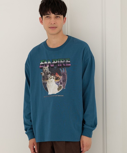 LAKOLE(ラコレ)の「イヌネコレトロムービーT / 138983(Tシャツ/カットソー・メンズ・ブルー/ホワイト/チャコール/オレンジ・MEDIUM/LARGE)」の3枚目の写真