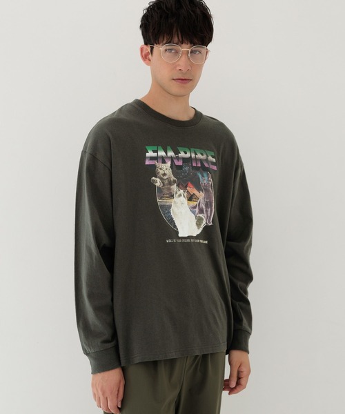 LAKOLE(ラコレ)の「イヌネコレトロムービーT / 138983(Tシャツ/カットソー・メンズ・ブルー/ホワイト/チャコール/オレンジ・MEDIUM/LARGE)」の2枚目の写真