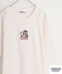 PEANUTS 天竺ワンポイント刺繍Tシャツ