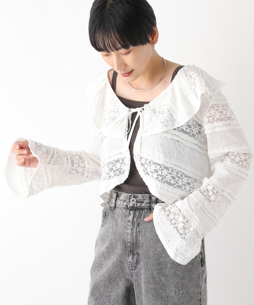 【完売品】LEPSIM レースブルゾン　モカーキ LEPSIM☆大人気 完売 レースブルゾン シアーブルゾン☆モカーキ