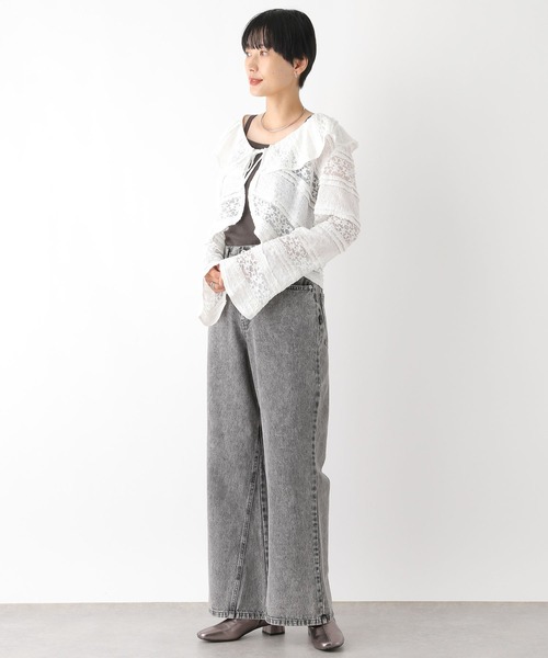 LEPSIM（レプシィム）の「レースショート羽織り　139141（カーディガン/ボレロ・レディース・ブラック/オフホワイト・FREE）」の7枚目の写真