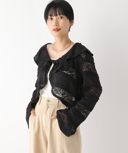 LEPSIM（レプシィム）の「レースショート羽織り　139141（カーディガン/ボレロ・レディース・ブラック/オフホワイト・FREE）」の4枚目の写真