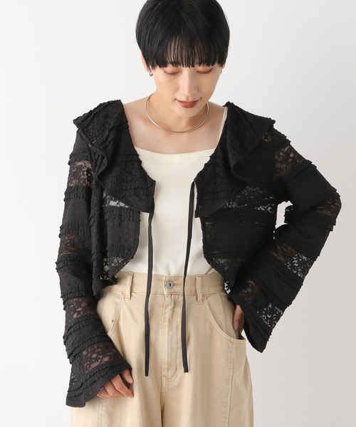 LEPSIM（レプシィム）の「レースショート羽織り　139141（カーディガン/ボレロ・レディース・ブラック/オフホワイト・FREE）」の20枚目の写真