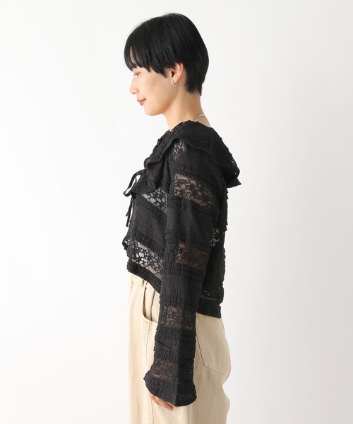 LEPSIM（レプシィム）の「レースショート羽織り　139141（カーディガン/ボレロ・レディース・ブラック/オフホワイト・FREE）」の18枚目の写真