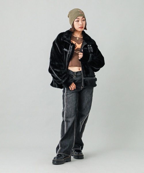 ジャケット・アウター X girl FAUX FUR CONVERTIBLE JACKET X-girl（エックスガール）の「FAUX FUR CONVERTIBLE JACKET