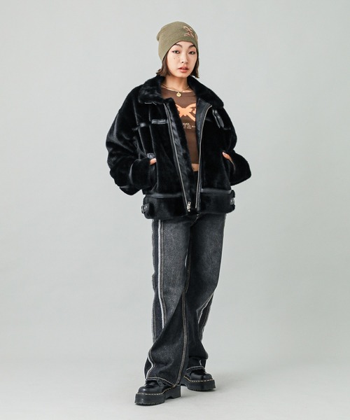 X-girl（エックスガール）の「B3 FAUX FUR JACKET（ブルゾン